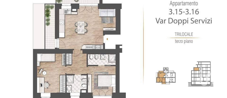Three-room apartment of 108 m² in Milano (20128)